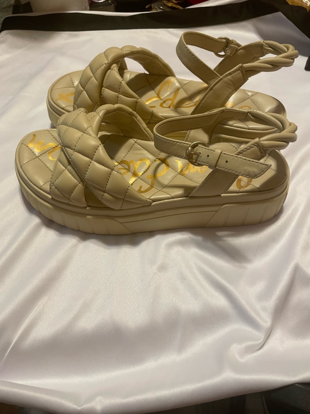 Sam Edelman Quilted Platform Sandal - Cream/White - Picture 3 of 13
